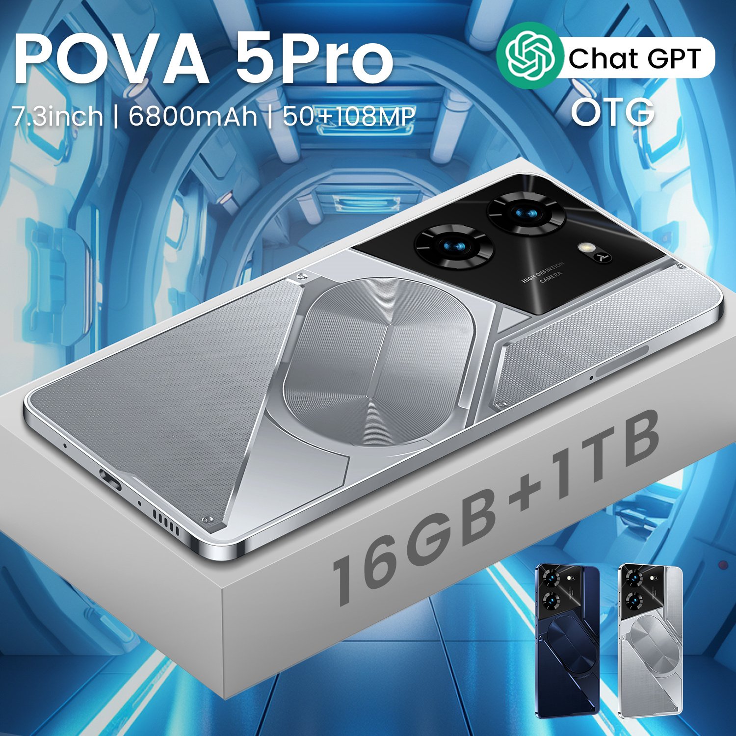 Global Version Original Tecono POVA5 PRO Android Mobile Phones 7.3 Inch Styles Support 5G Smartphone Cell phones